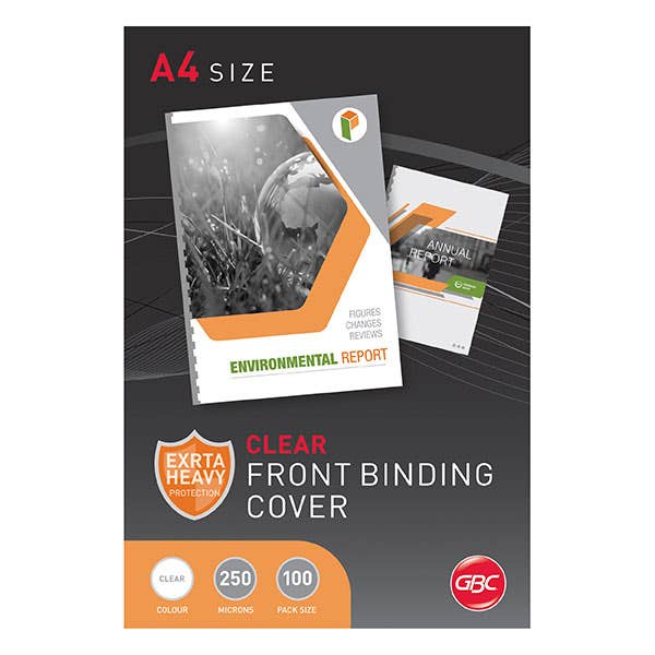 GBC Binding Cover A4 Clear 250 Micron Pk100 1003753 BCP25CLR100