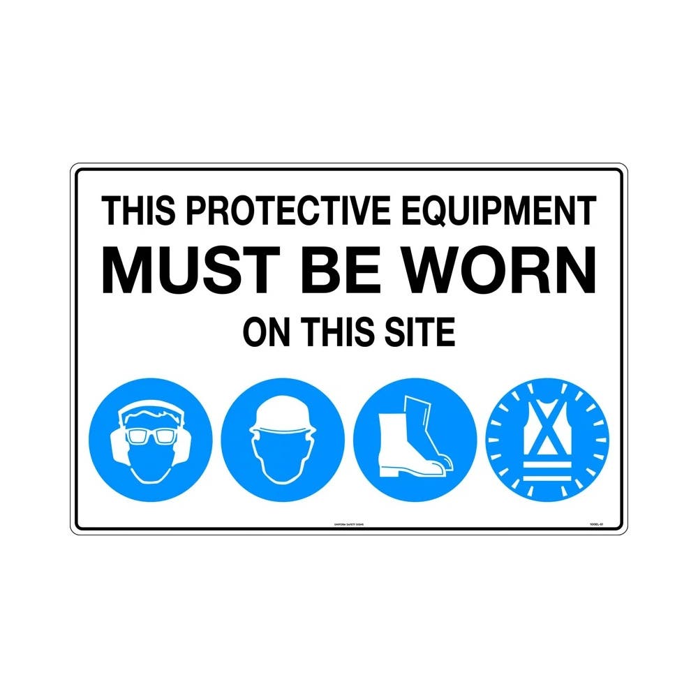 Sign This Protective Equipment Must Be Worn In This Area 900x600mm Poly_432662_100ELP-S1