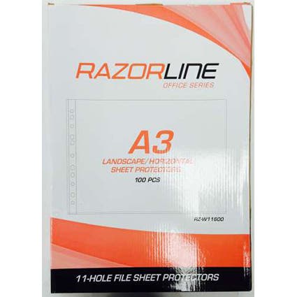 Razorline Sheet Protectors A3 Landscape 80 Micron 1039315 11600-A3