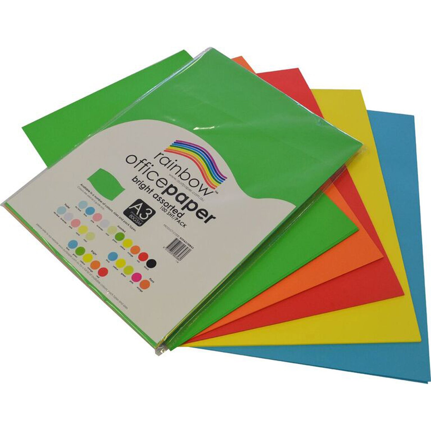 Rainbow Paper A3 80gsm Bright Assorted Colours_1044713_40732