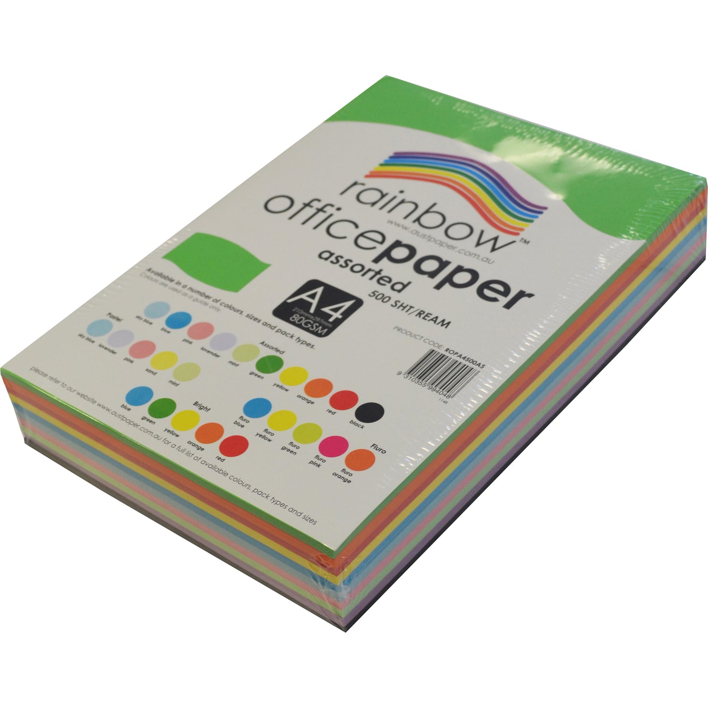 Rainbow Paper A4 80gsm 10 Assorted Colours Ream_1044717_40733