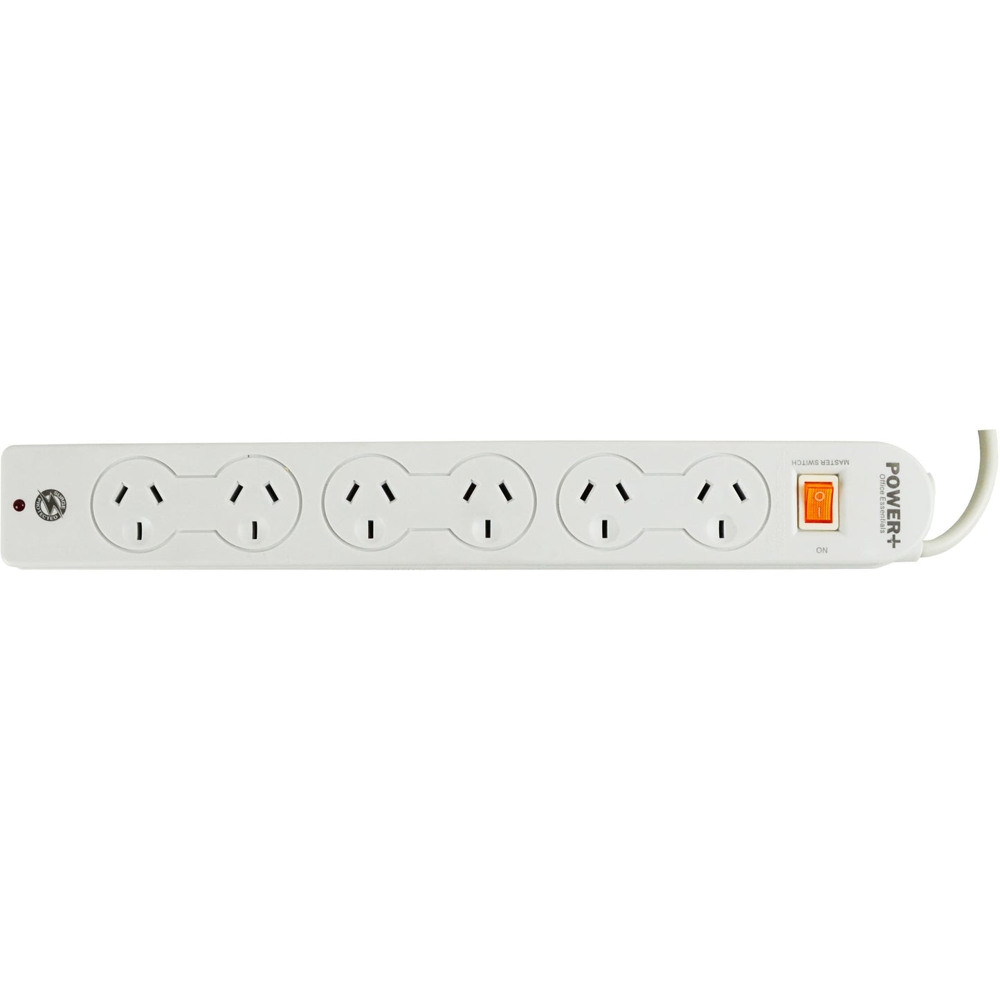 Italplast 6 Outlet Power Board Master Switch Surge Overload White 1045361 30770