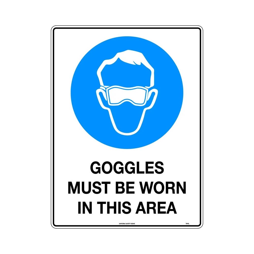 Sign GOGGLES MUST BE WORN IN THIS AREA 600 X 400mm Metal_37500987_104LM