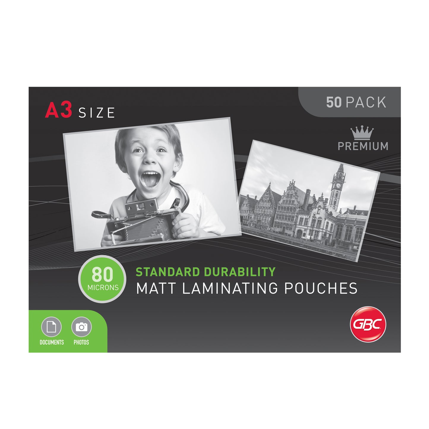 GBC Laminating Pouch A3 80 Micron PK 50 Matt_1052134_BL80MA3MATTPK50