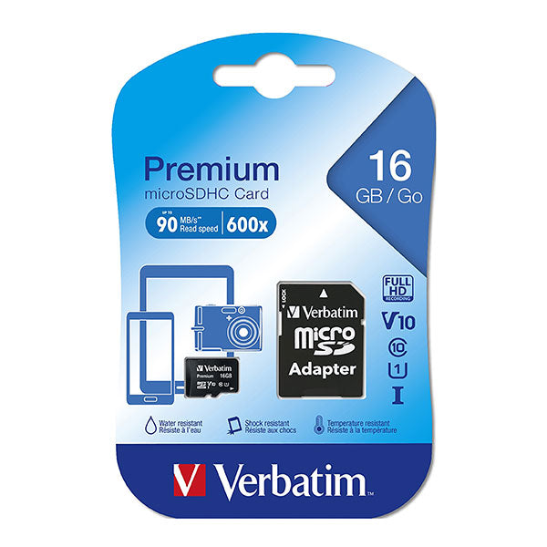 Verbatim Micro SDHC 16GB Memory Card + Adaptor_1057250_47829
