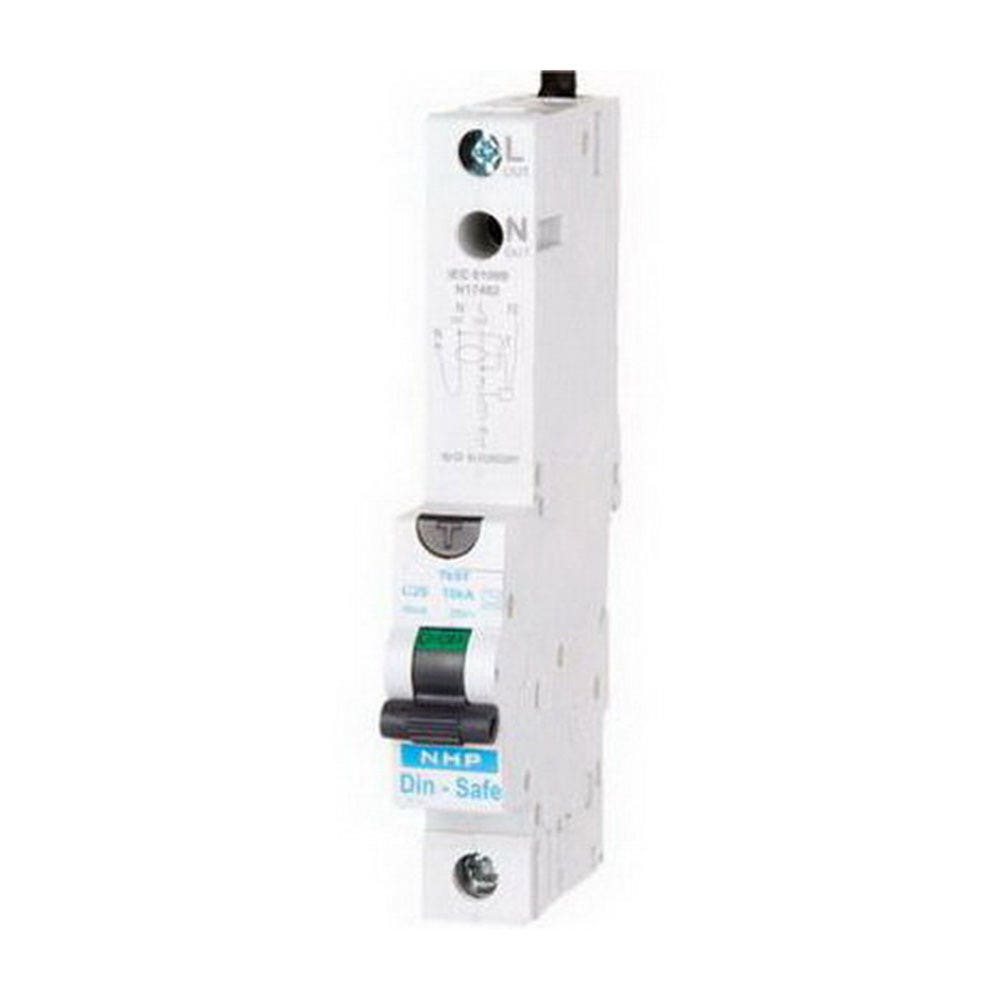 RCBO Circuit Breaker DIN-Safe 10kA 1 P+N Poles 10A C Curve 30mA Type A Longbody 40018005 DSRCBH1030A