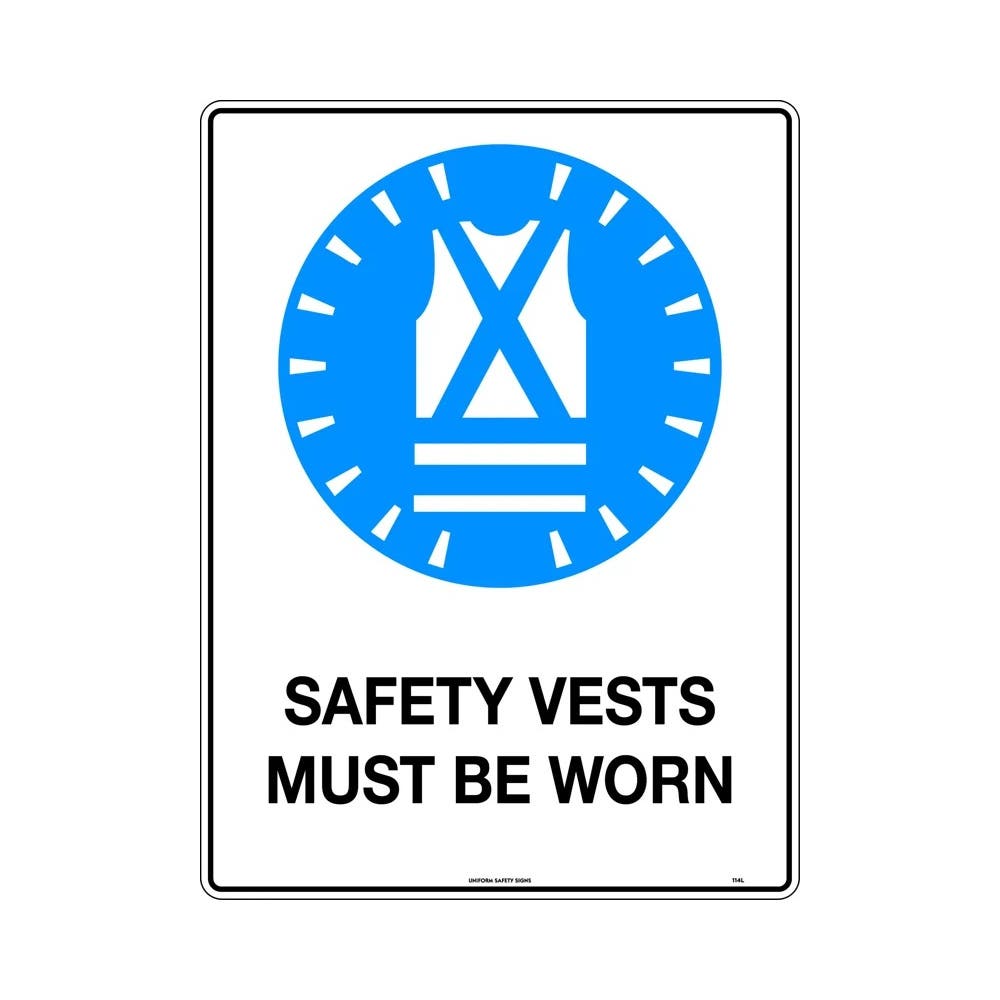 Sign SAFETY VESTS MUST BE WORN 450 X 300mm Poly_437141_114LSP
