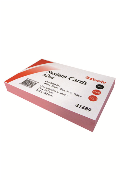 Esselte System Cards Ruled 203X127Mm 8X5 Pack 100 Pink_14693022_31686