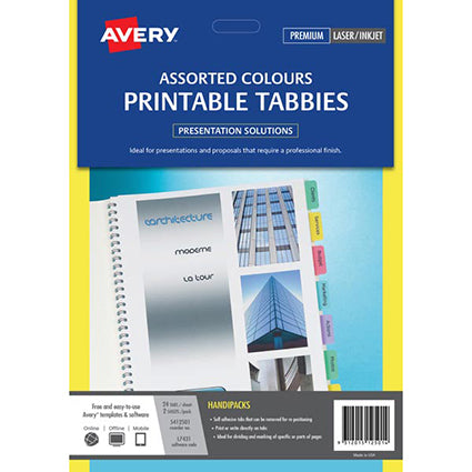 Avery Tabbies Printable A4 L7431 Pack 48 Assorted_9013250_23567
