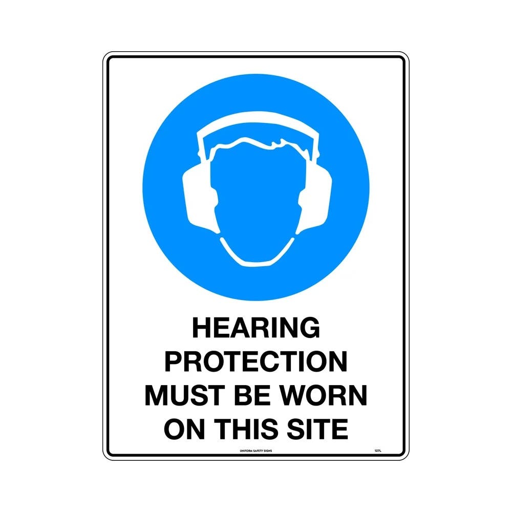 Sign HEARING PROTECTION MUST BE WORN ON THIS SITE 600 X 400mm Metal_37500986_127LM