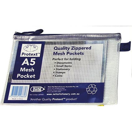 Protext Mesh Pouch With Zipper Note Card Holder A5 1017695 28933