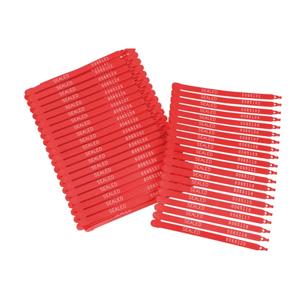 Seal Stock Poly-Lok Plastic 225mm Red Brady Pk 100 135589 852499