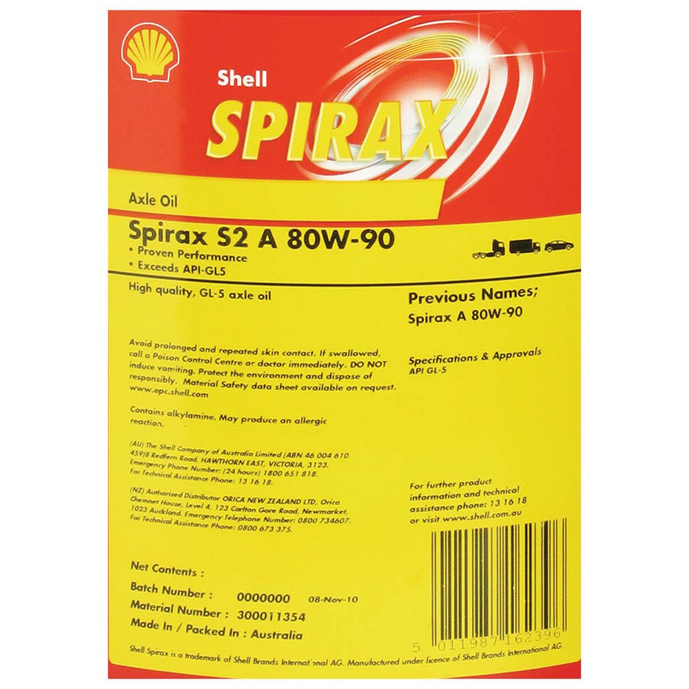 Gear Oil Spirax S2 A 80W-90 209L Shell 145911 300011353
