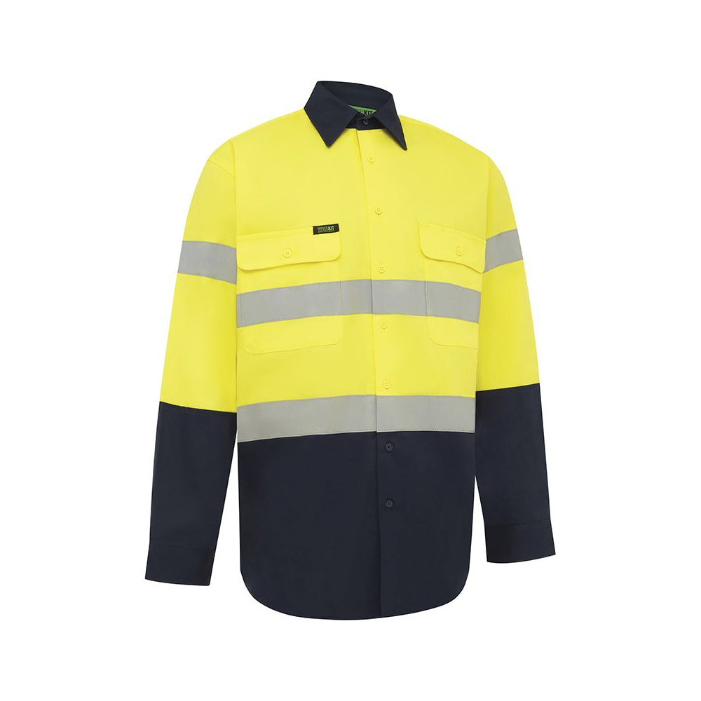 Shirt L/S Cotton Drill 190gsm 3M Tape Hi Vis Yellow/Navy 6XL 2002 Workit_60015981_2002YN6XL