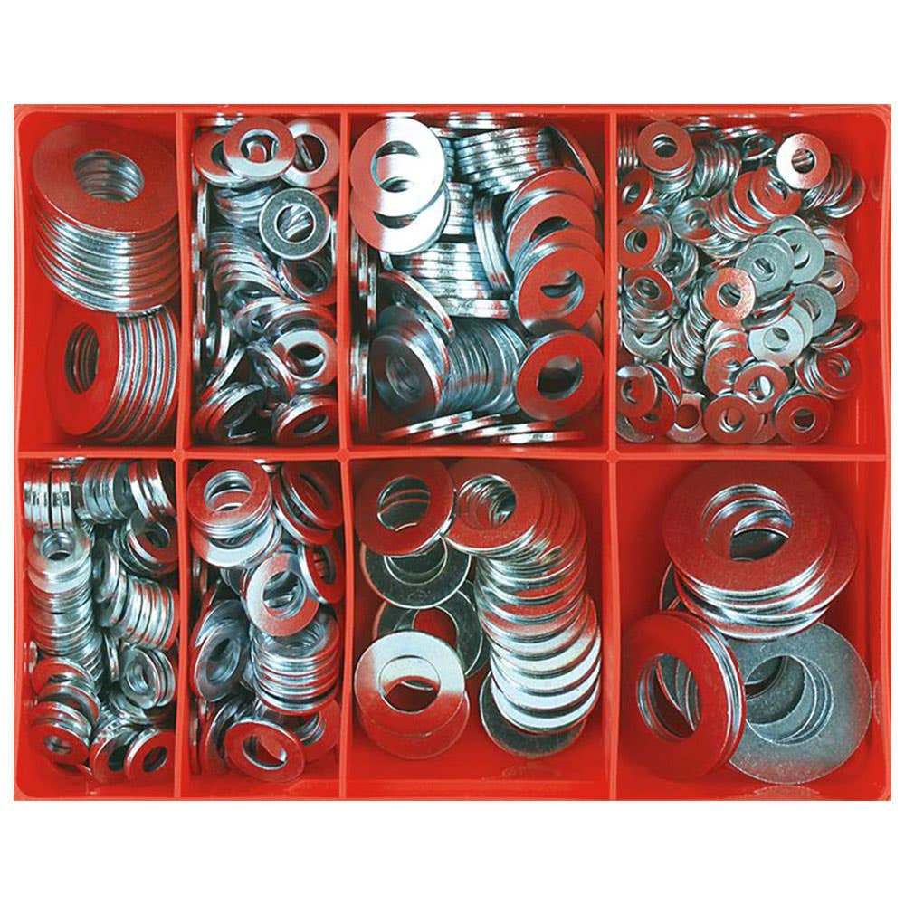 Grab Kit Washer Flat Heavy Duty 8 Sizes 3/16-3/4'' 605 Piece 1611001 CA600