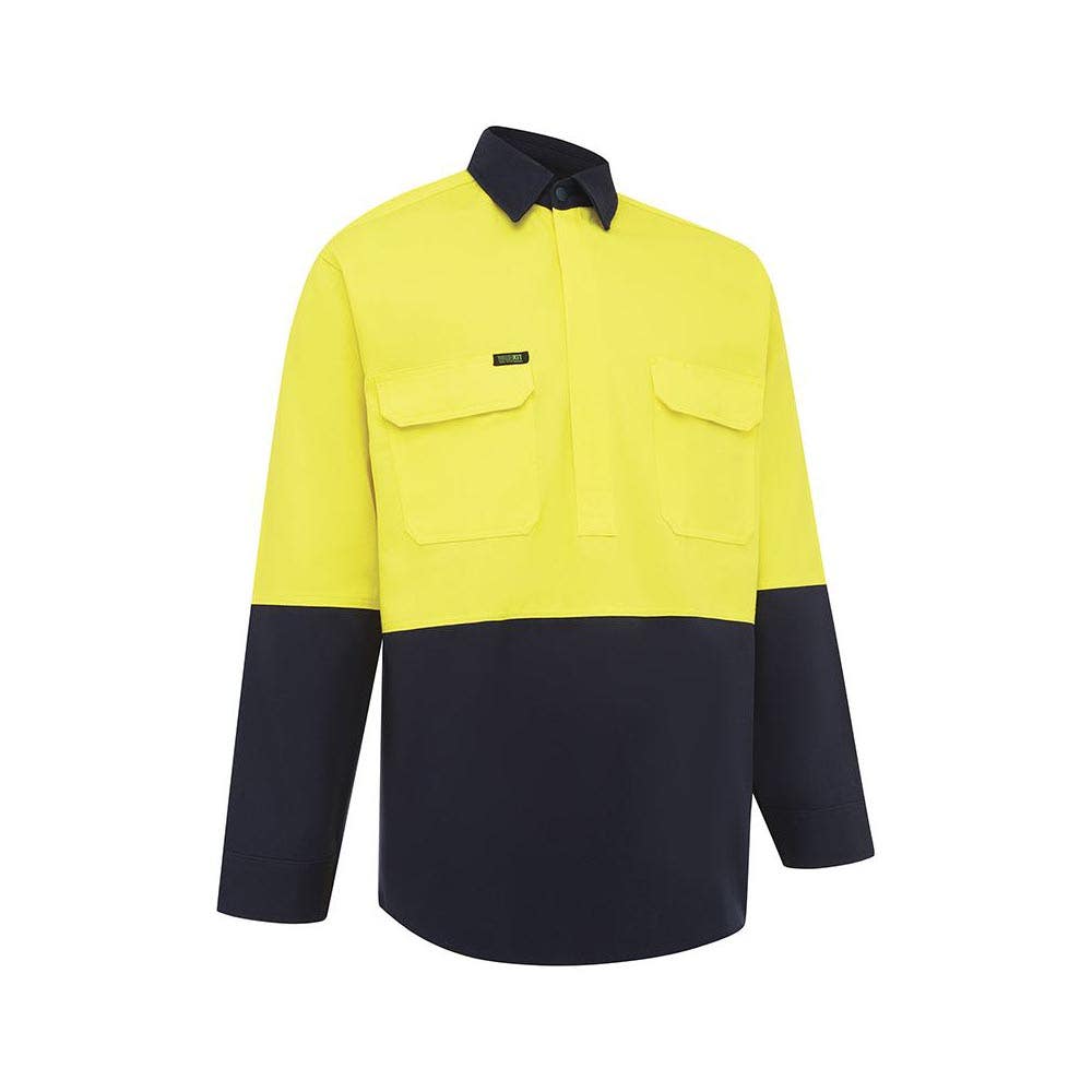 Shirt L/S Cotton Drill 310gsm/155gsm C/F Yellow/Navy 2027 2XL Workit_40007786_2027YN2XL