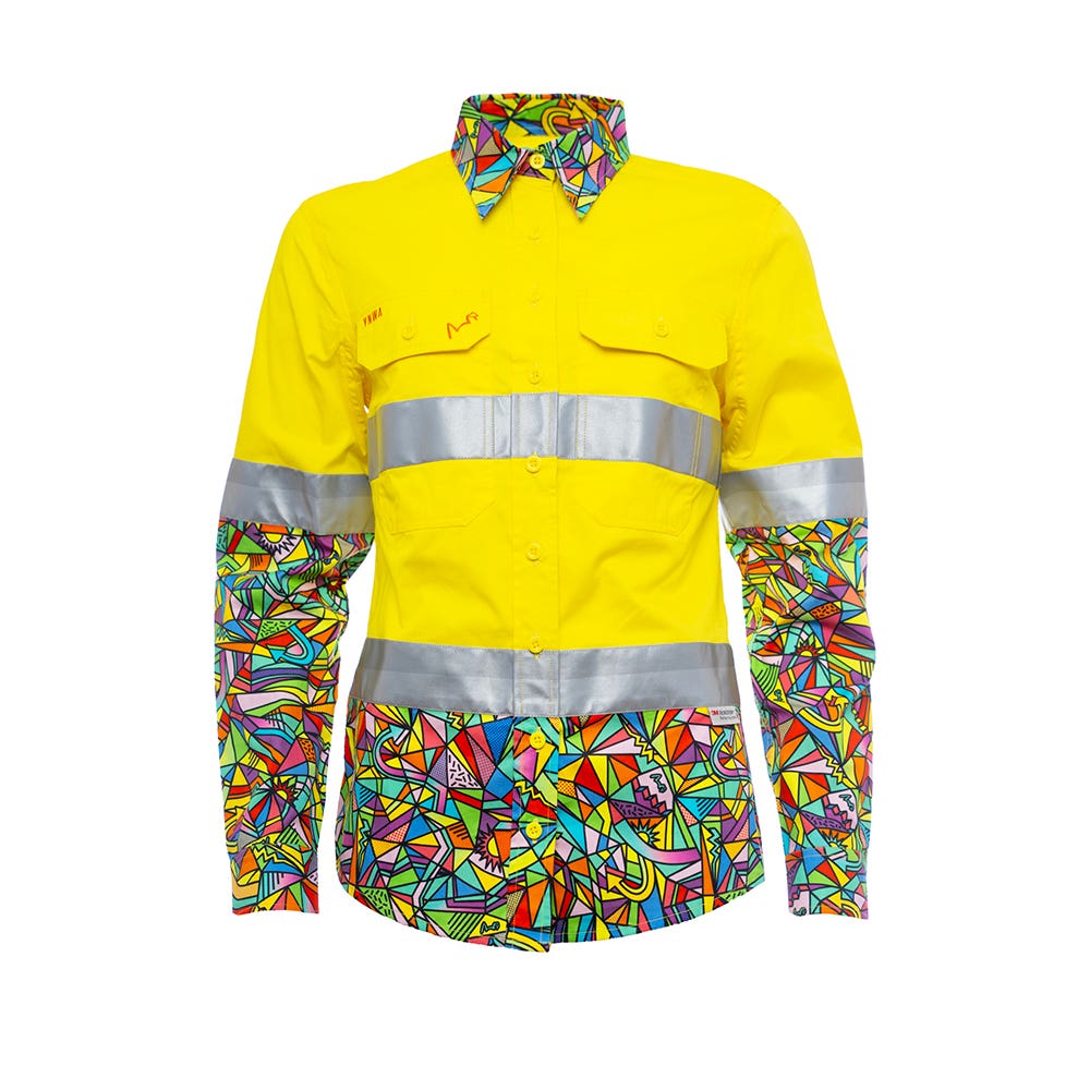 Shirt Wmns L/S Hi Vis Cotton Drill 150gsm Tape 10 Yellow/Bonza Trademutt 40055842 21510-10