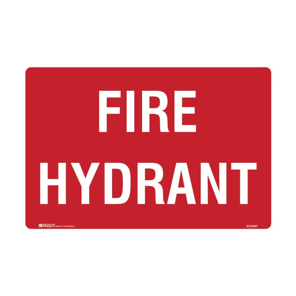 Sign 'FIRE HYDRANT' White/Red 300x450mm Metal 842646 Brady 243298 842646
