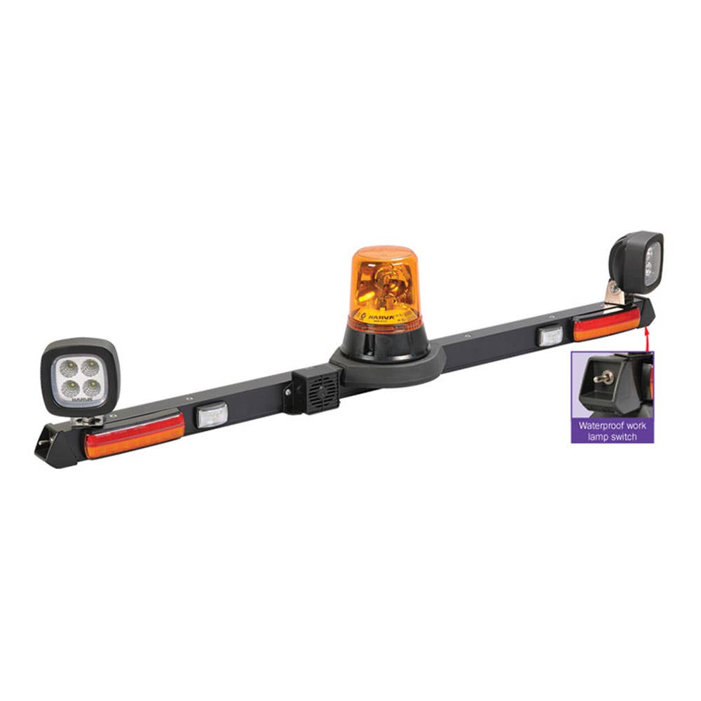 12/24v Mine Bar With Halogen Rotating Beacon And LED Work Lamps 256877 85072A-LED