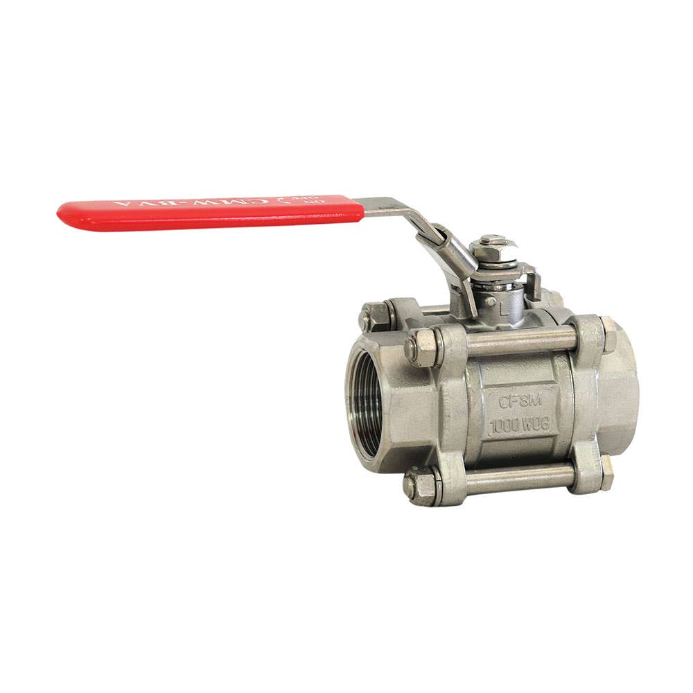 Ball Valve Stainless Steel 3 Piece Full Port 1 BSPT 1000psi 2724005 SS3BV25