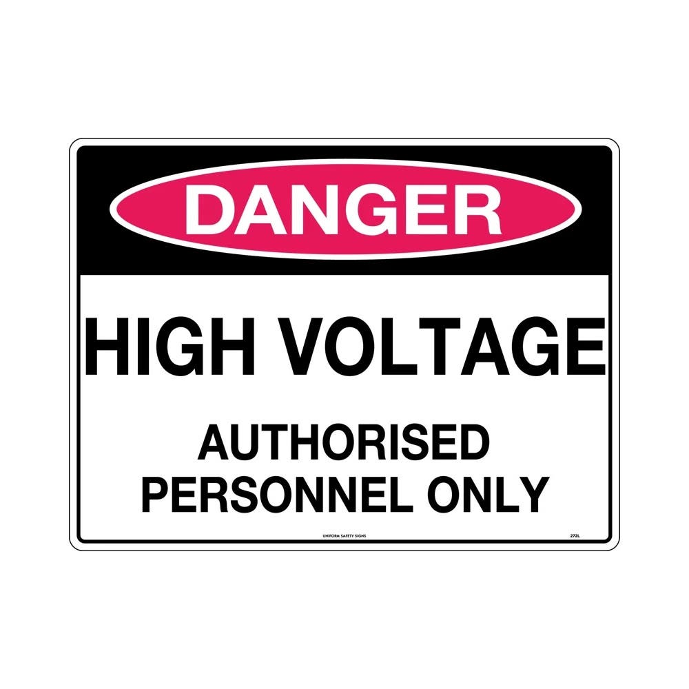 Sign DANGER HIGH VOLTAGE AUTHORISED PERSONNEL ONLY 300 X 225mm Poly_297548_272MP