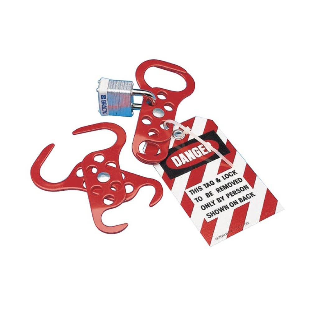 Hasp Lockout Dual Sided Dual Size 6 Hole Red Pk 12 273710 834192