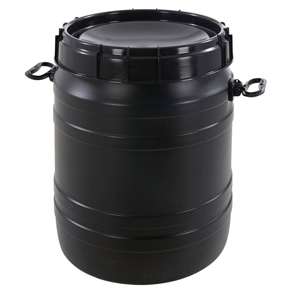 Barrel 60L Black Base + Screw Lid + Handles 29000105 PL-60LTR-3512-BK