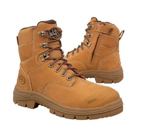 Boots Steel Toe Lace + Zip PU Rubber Bump Cap Wheat 55-332Z 10 Oliver 30007215 55332Z-WHT-10