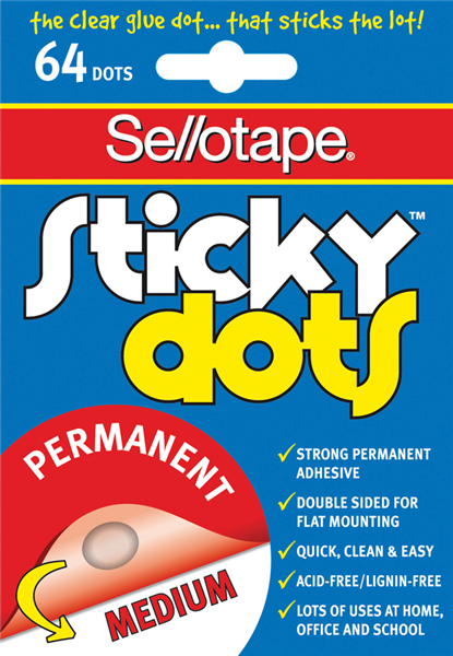 Sellotape Sticky Dots Adhesive 10mm Pack 64 Permanent_305015000_13326