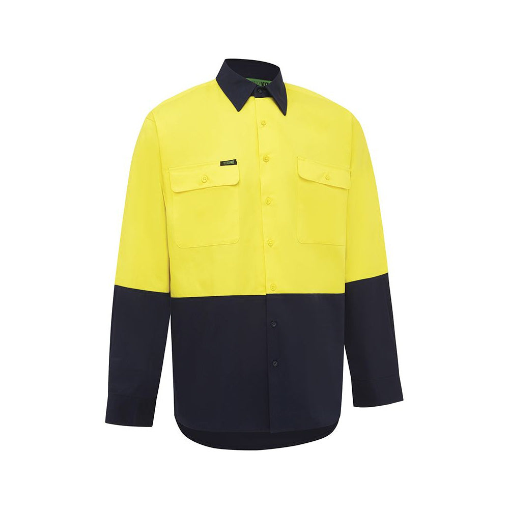 Shirt Long Sleeve Cotton Drill 190gsm Hi Vis Yellow/Navy 6XL 2003 Workit_60016001_2003YN6XL