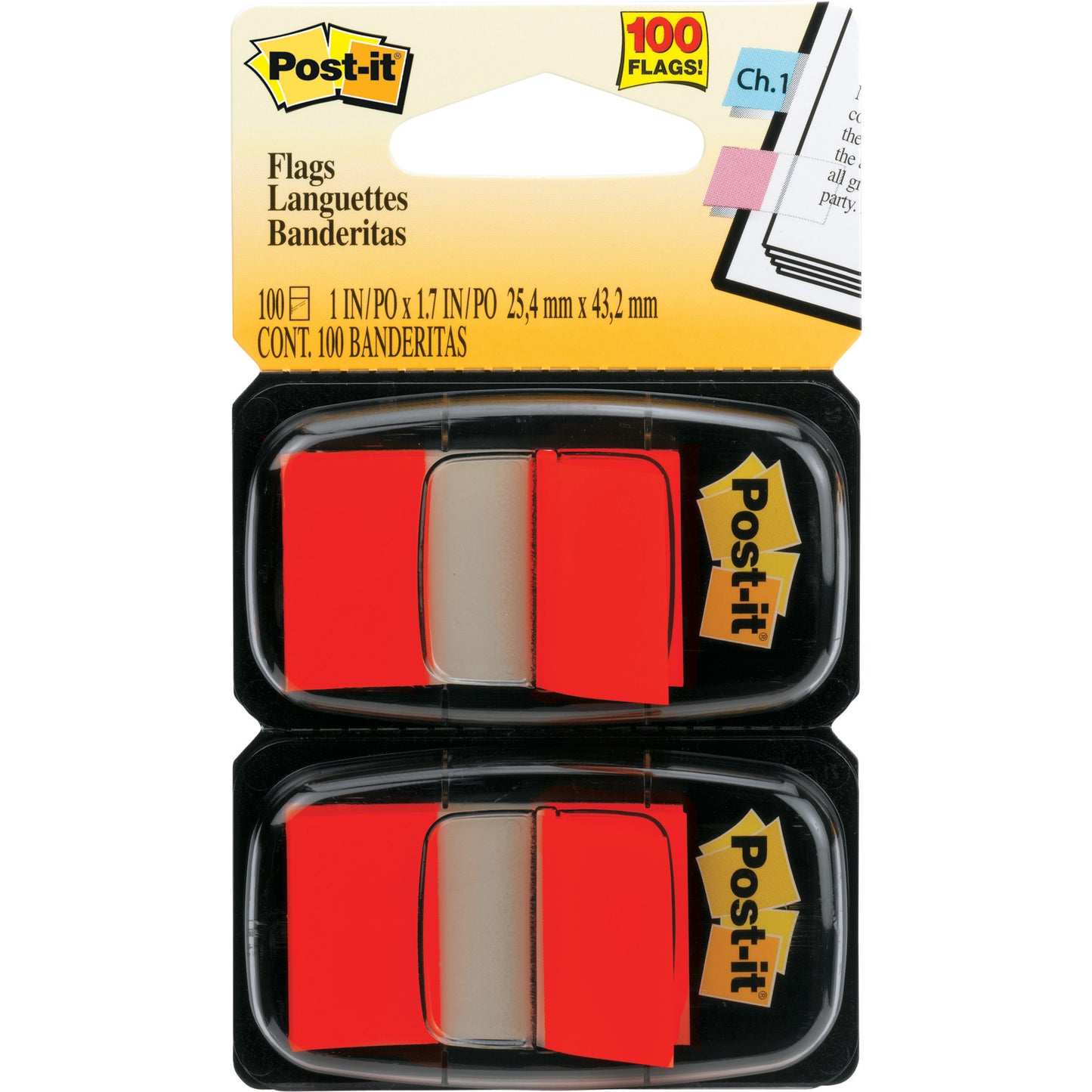 Post-It Flags 680 Twin Colours 25x44mm Pack 2 Red_305022603_3M680RD2 RED