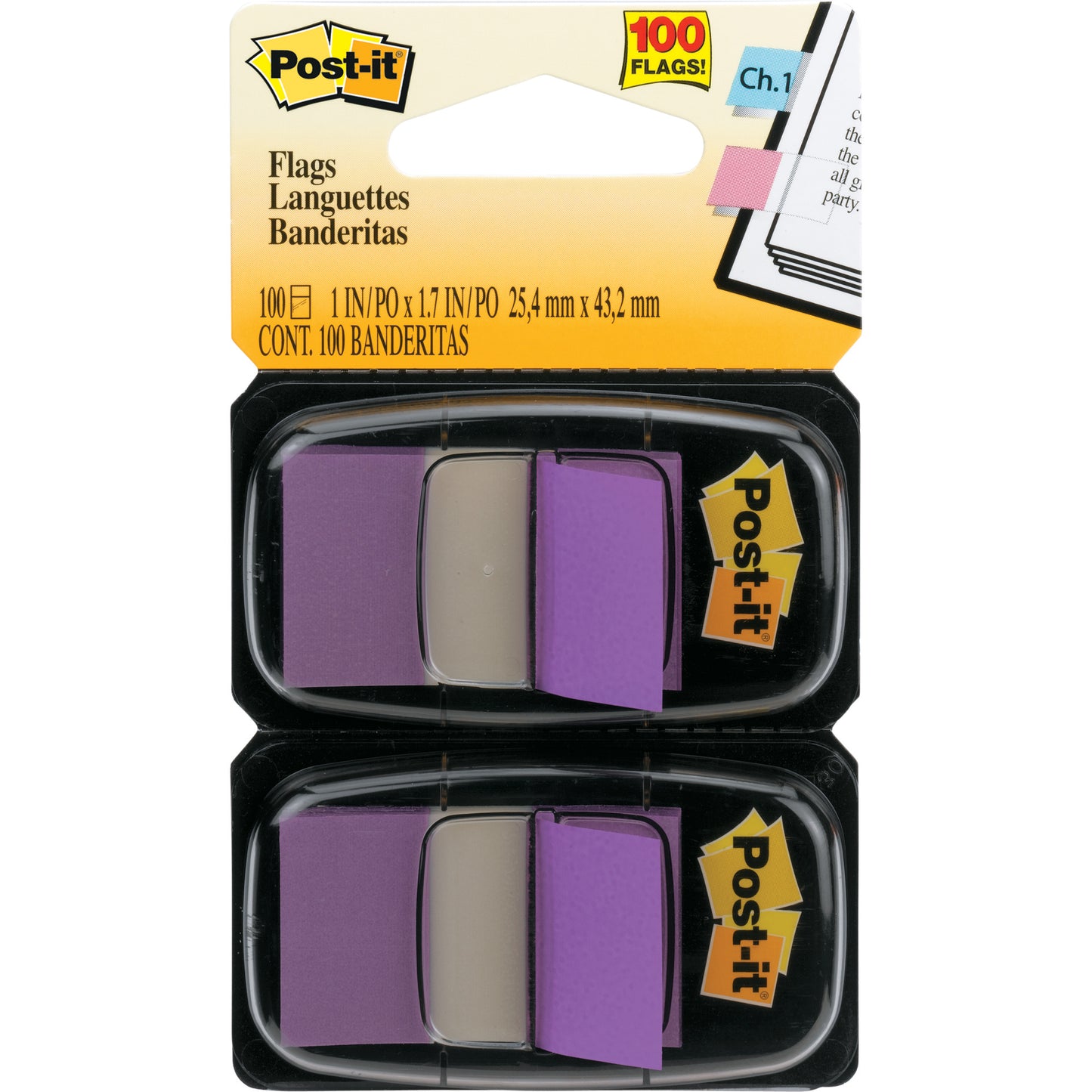 Post-It Flags 680 Twin Colours 25x44mm Pack 2 Purple_305022609_3M680PU2 - PURPLE