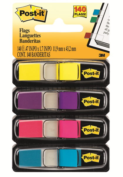 Post-It Flags 683-4Ab Mini 12X43mm Brights Colours Pack 140 14121000 PI70071351343
