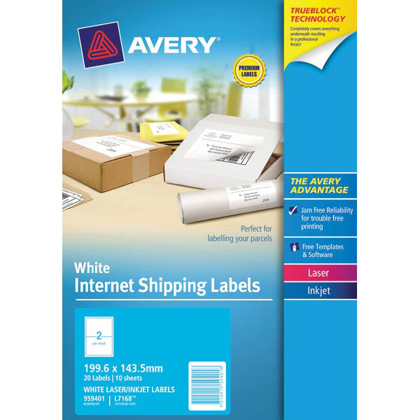 Avery Internet Shipping Labels L7168 White Pack 10_9008211_AV959401