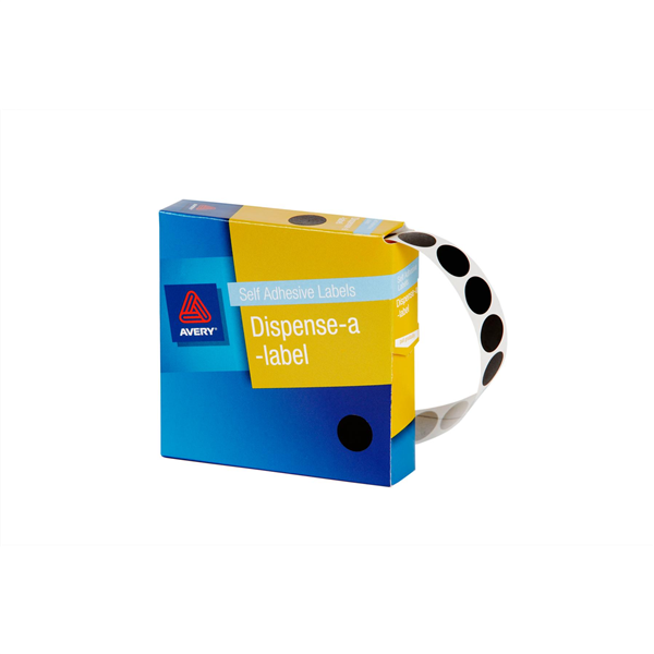 Avery Circle Dispenser Labels Removable 14mm Diameter Pk 1050 Black_22503003_33799