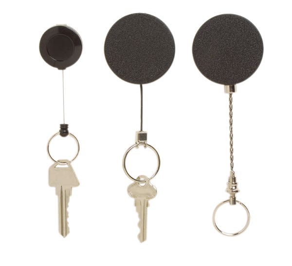 Rexel Retractable Metal Key Holder Steel Cable 26mm Black 325020801 9800602