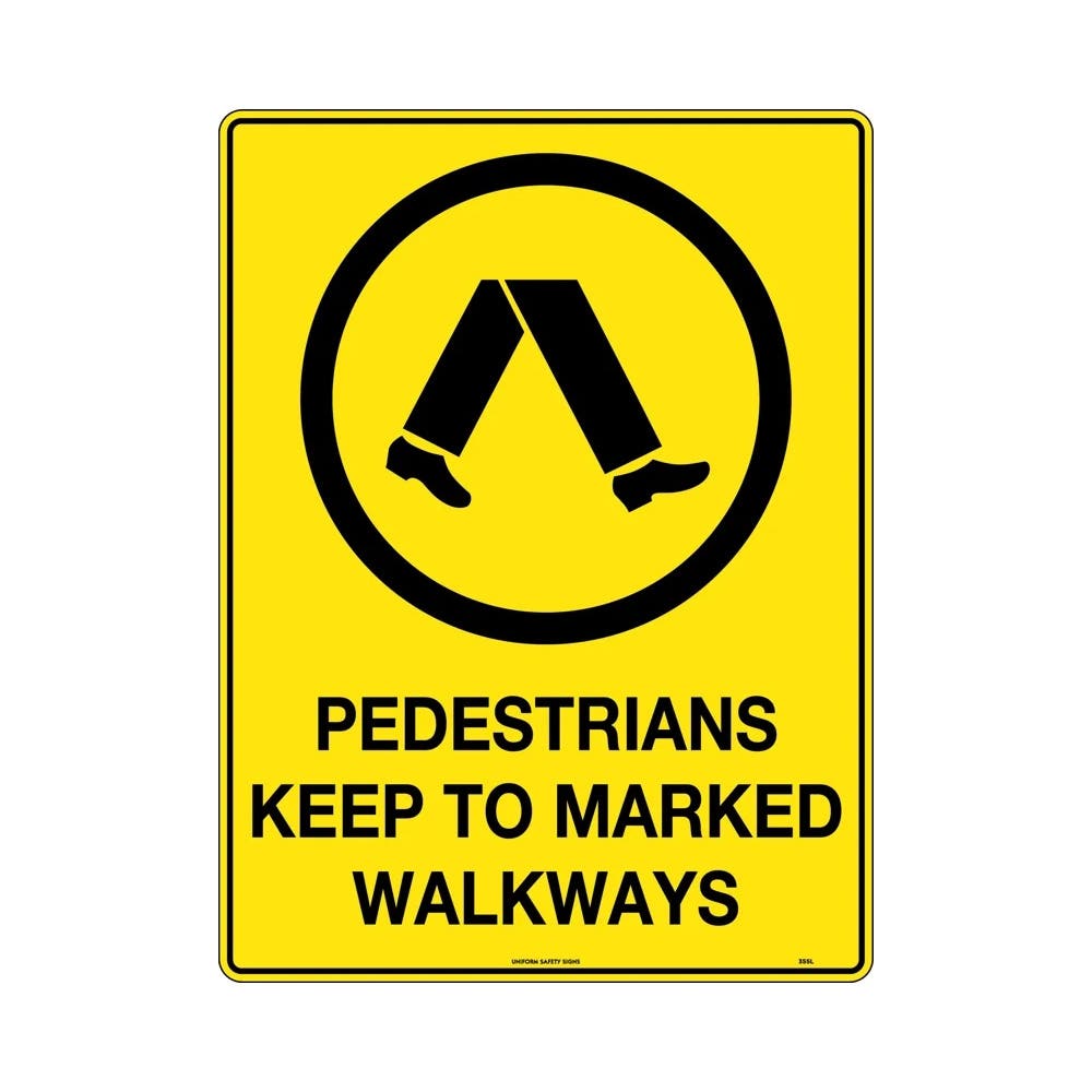 Sign PEDESTRIANS KEEP TO MARKED WALKWAYS 600 X 450mm Metal 306421_306421_355LM