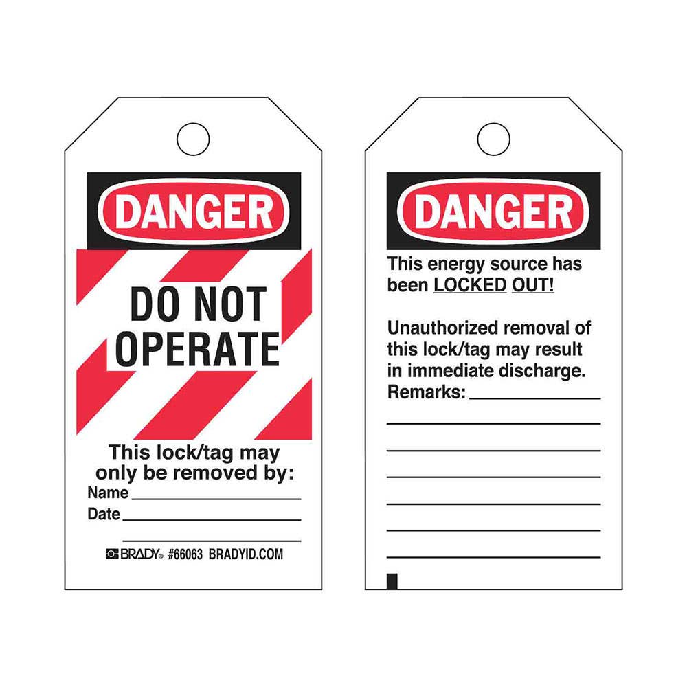 Tag DANGER DO NOT OPERATE Red/White Stripe 140 X 76mm Poly Pk 25 40008033 66063