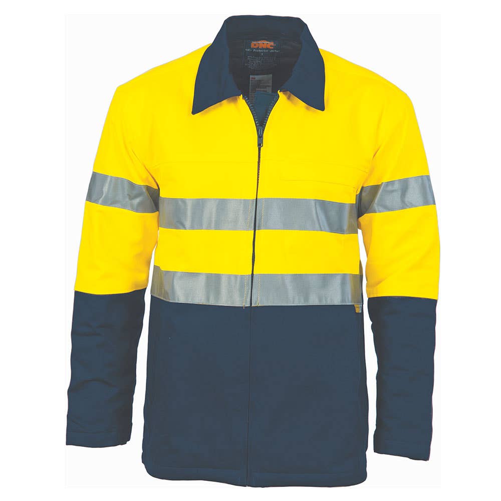 Jacket Protector Cotton Drill 311gsm 3M Tape Hi Vis Yellow/Navy 2XL 79922072 3858-Y/N-2XL