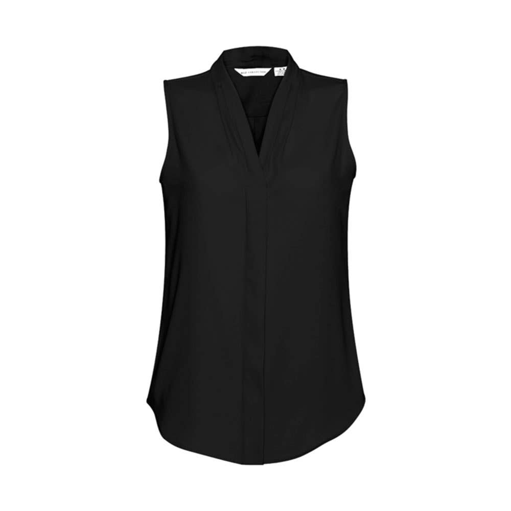 Shirt Blouse Womens Sleeveless Stretch Poly Madison Black 10 Biz_40010561_S627LN-BLK-10