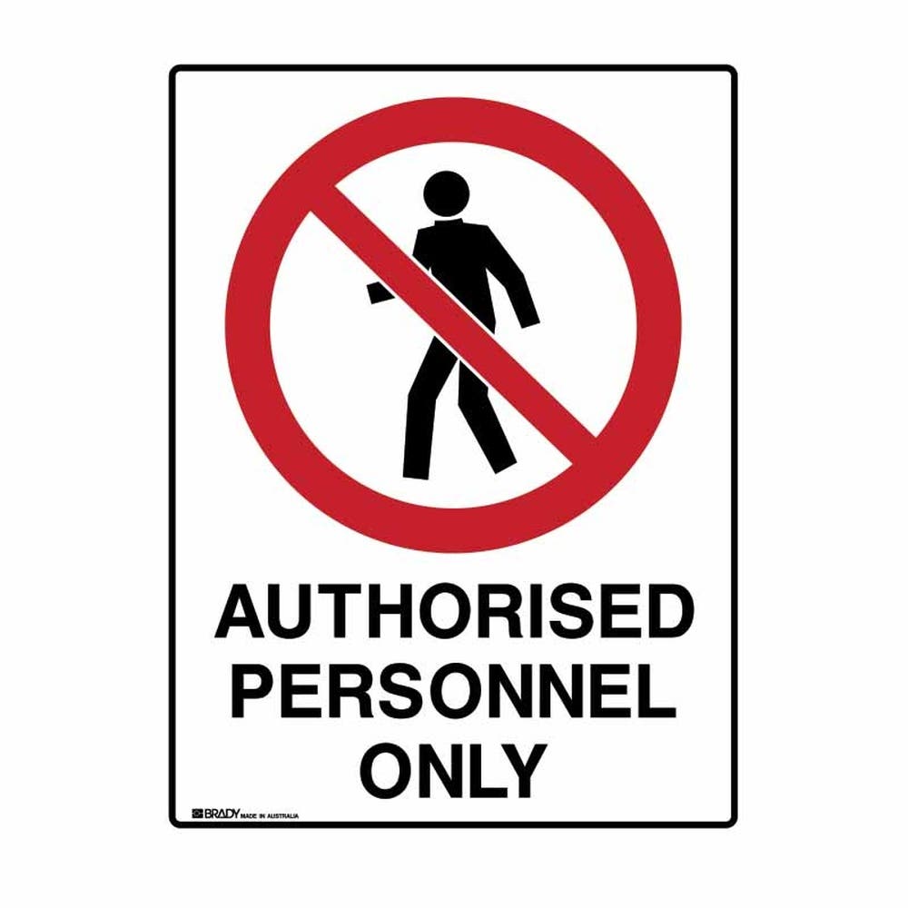 Sign NO ENTRY AUTHORISED PERSONNEL ONLY 600 X 450mm Ultratuff Metal 406323 872666