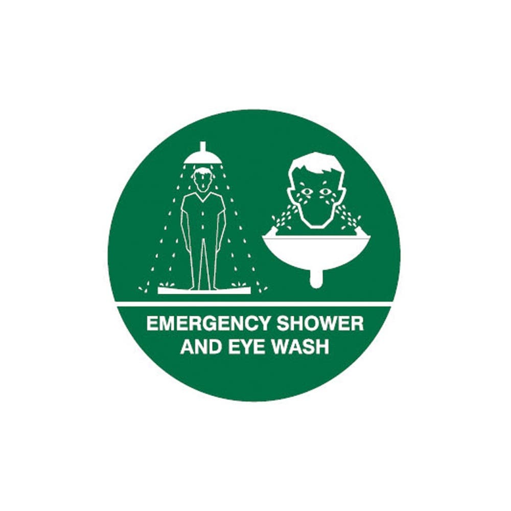 Sign Floor EMERGENCY SHOWER AND EYE WASH 440mm Dia 407552 852368
