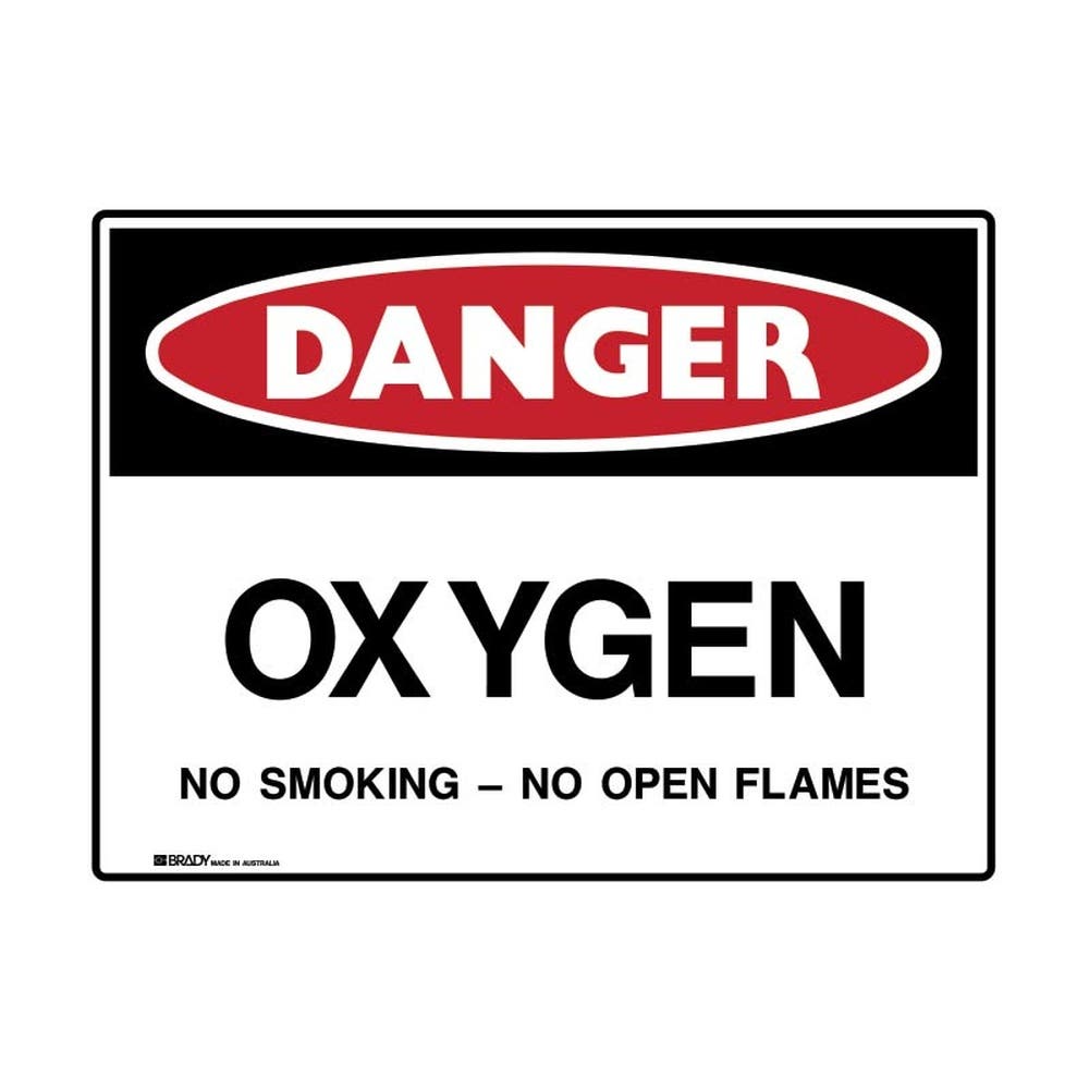 Sign OXYGEN NO SMOKING - NO OPEN FLAMES 450 X 300mm Poly 415126 835182