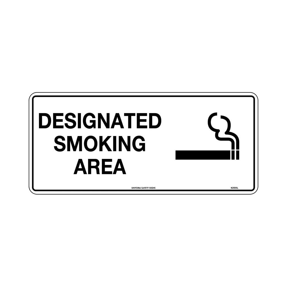 Sign DESIGNATED SMOKING AREA 450x300mm Metal_472217_420OLM- Metal- 450x200mm
