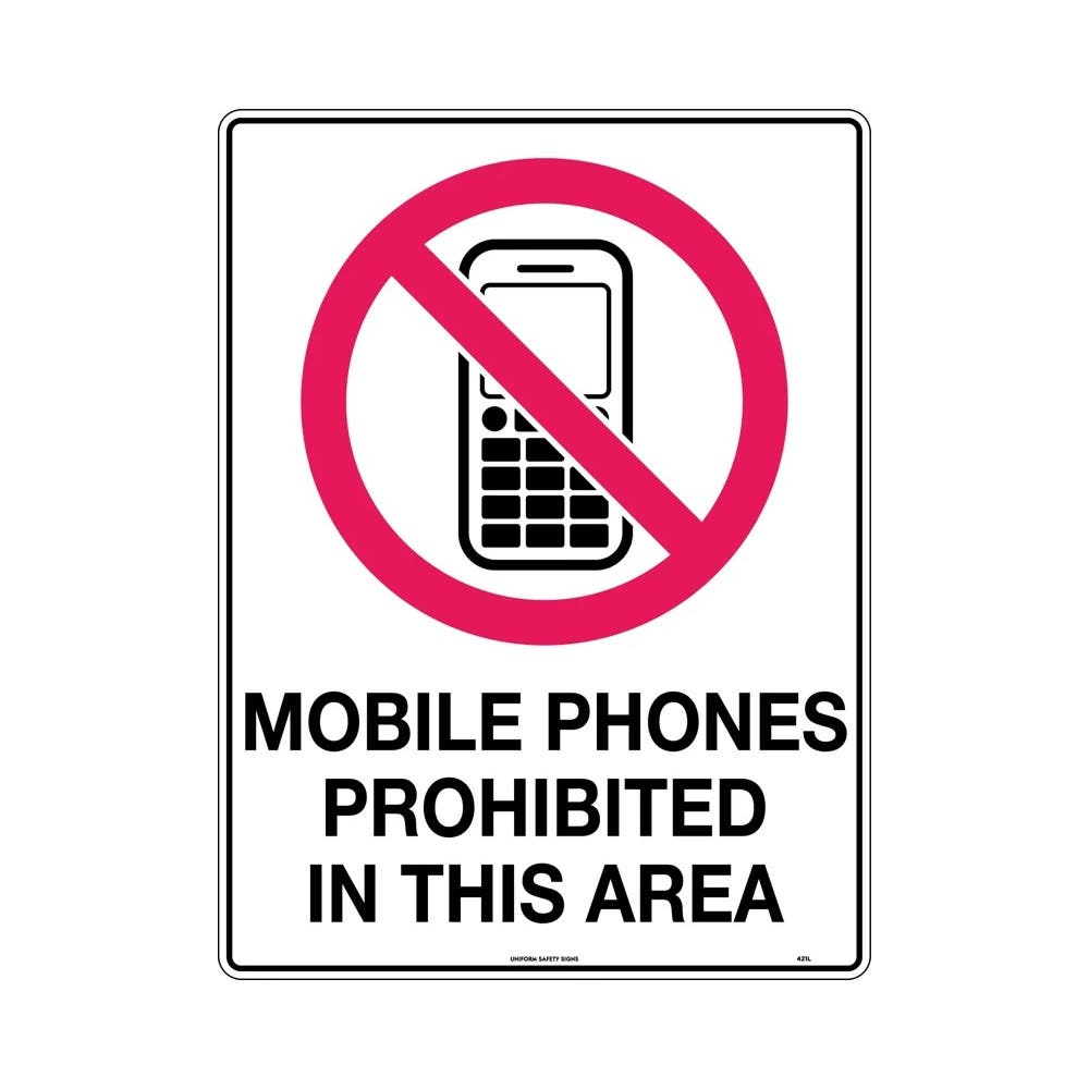 Sign MOBILE PHONES PROHIBITED IN THIS AREA Poly 300 X 225mm_506303_421MP