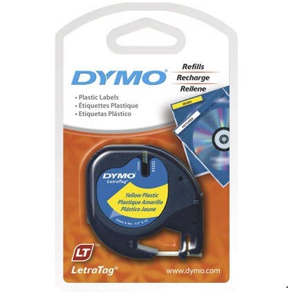 Dymo Tape Letratag Gloss 12mmx4m Yellow 22905600 52039