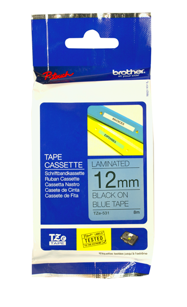 Brother TZE-531 Labelling Tape 12mmx8M Black On Blue_22611000_BTZ531
