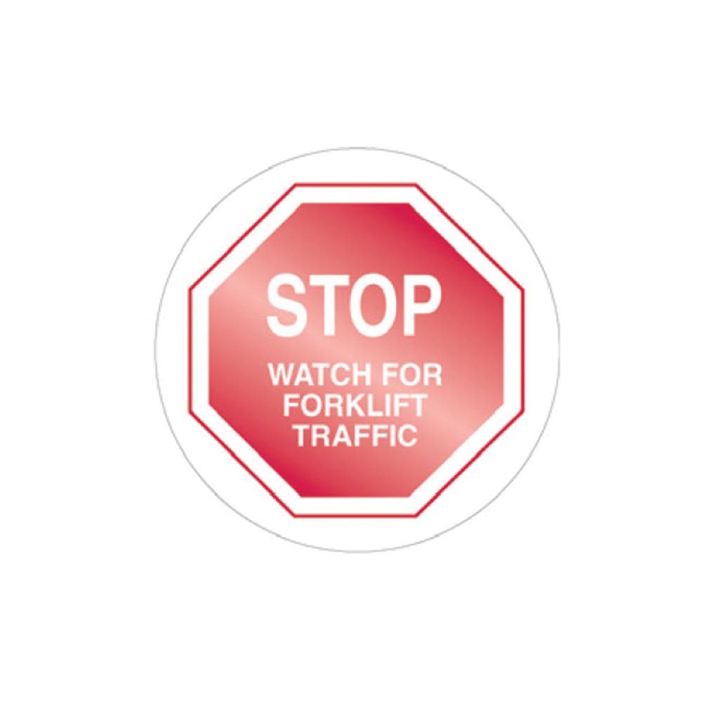 Sign Stop Floor Marker STOP WATCH FOR FORKLIFT TRAFFIC 440mm Red/White 425770 845276