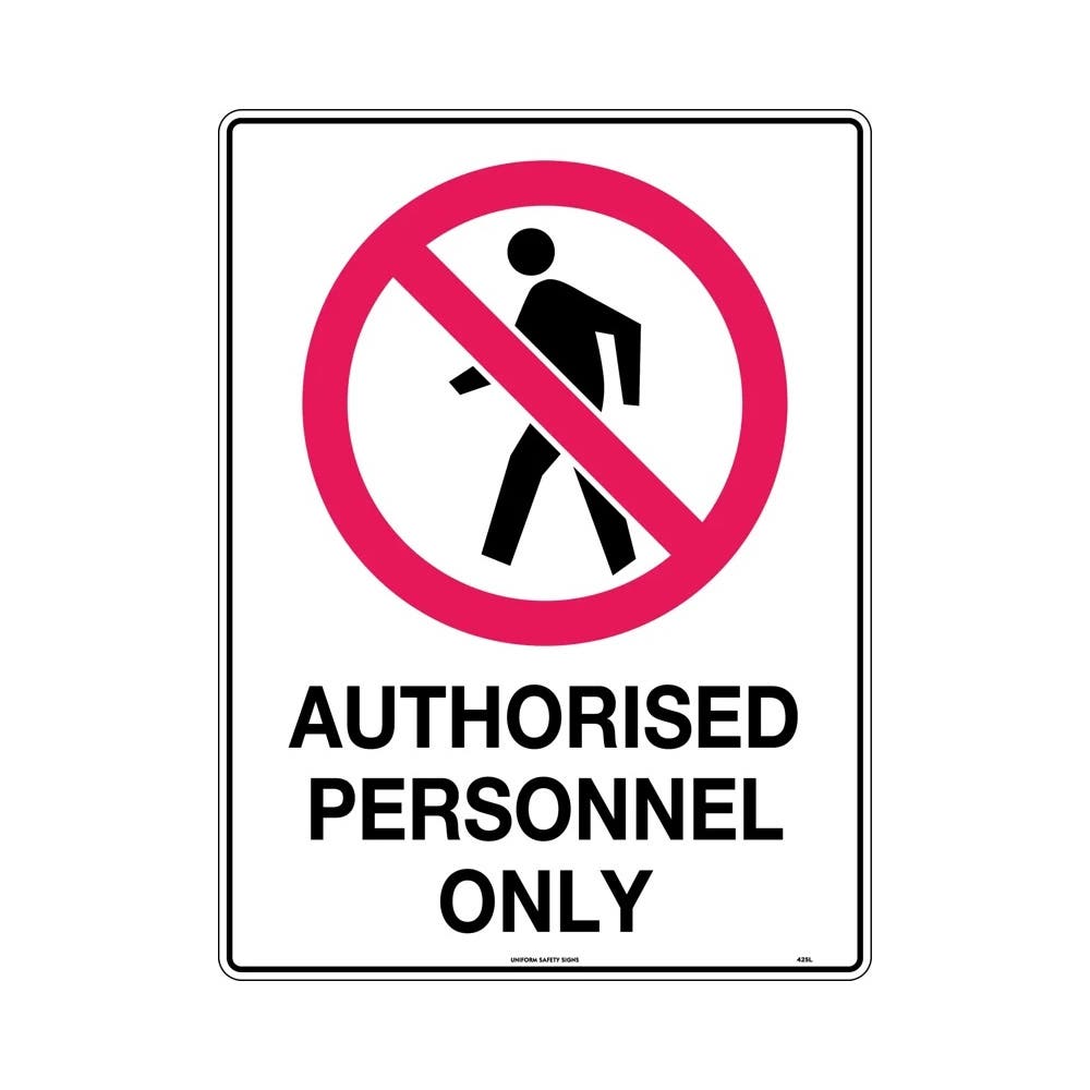 Sign 300x225mm - Metal - Authorised Personnel Only_36019405_425MM