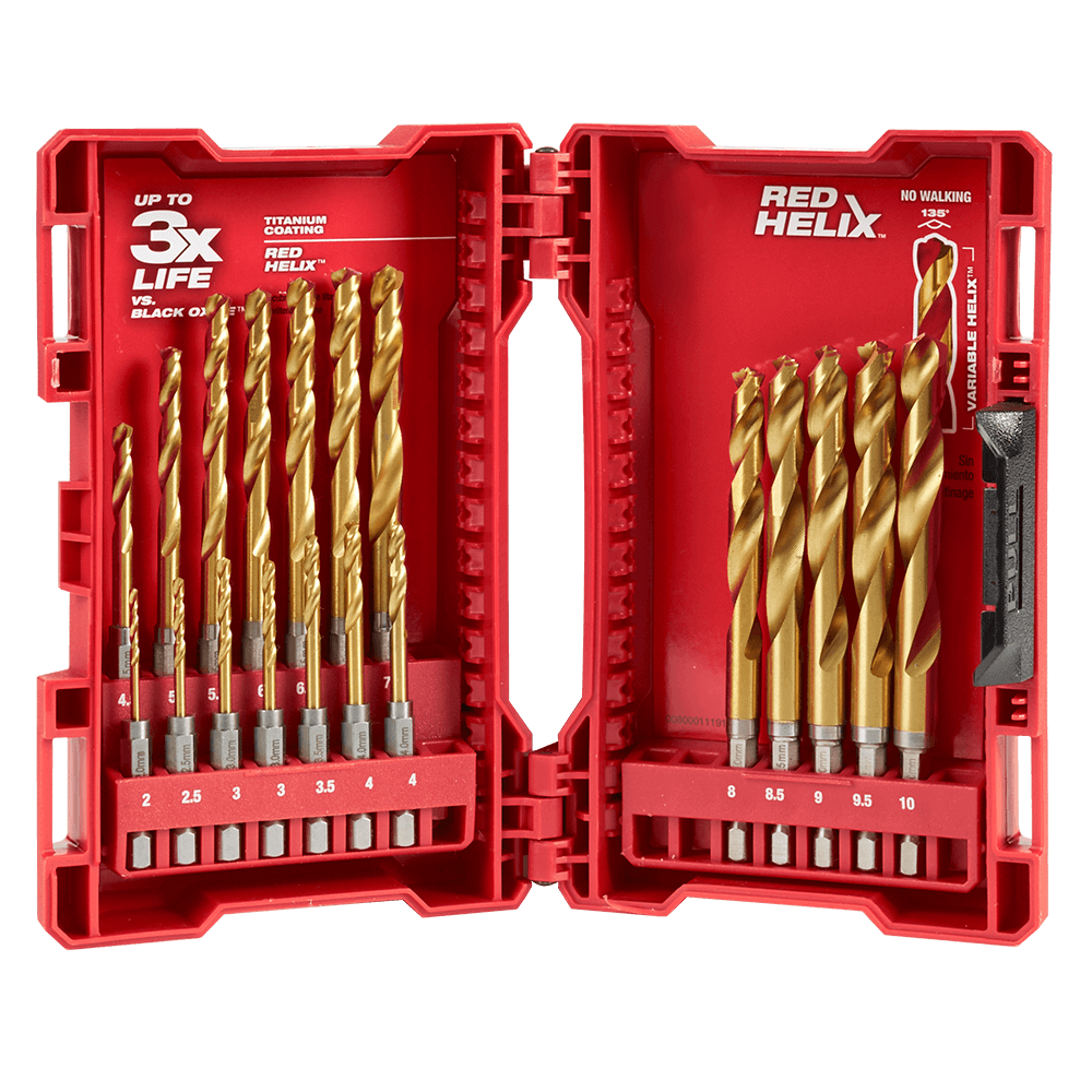 Shockwave Red Hex Titanium 19pc Drill Kit Milwaukee 2mm-10mm 426273 48894860